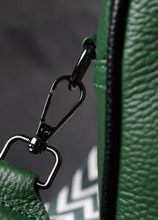 Интересная кожаная сумка с переплетами для стильных женщин vintage 22410 зеленая9 фото