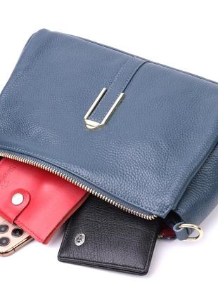 Женская практичная сумка через плече из натуральной кожи vintage 22287 синяя6 фото