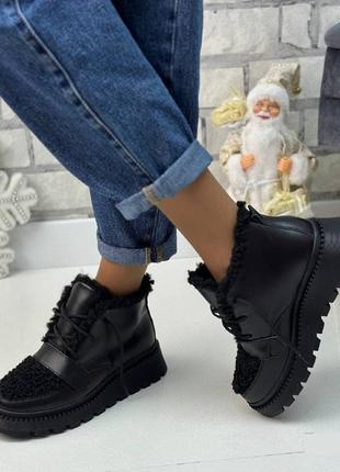 Черевики зимові жіночі чорні шкіряні на вовні натуральна шкіра зима розмір 36-41 ❄️