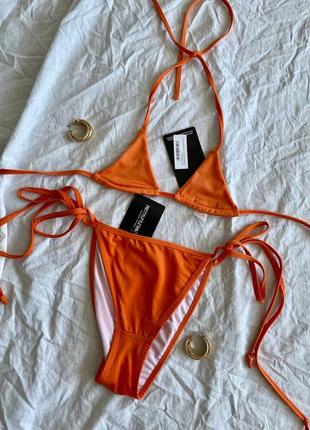 Оранжевый купальник бикини prettylittlething5 фото