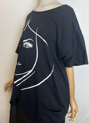 Хлопок,черная,асиметрия футболка,туника,блуза,italy,158c.5 фото