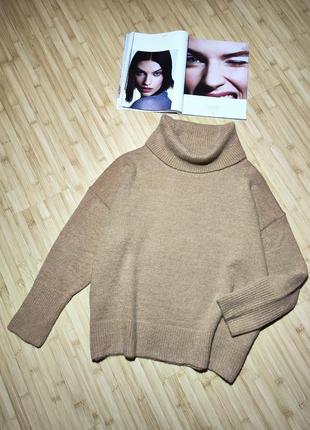 Mayerline ❤️‍🔥объемный пушистый свитер однородного теплого бежевого цвета с крупной горловиной
 с альпакой2 фото
