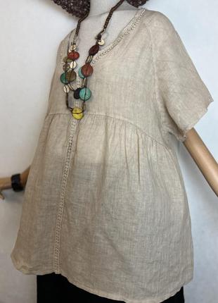 Лен100%,блуза реглан,рубаха с баской,етно бохо стиль,linen collection2 фото