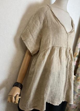 Лен100%,блуза реглан,рубаха с баской,етно бохо стиль,linen collection4 фото