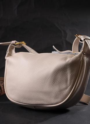 Женская полукруглая сумка с одной плечевой лямкой из натуральной кожи vintage 22371 белая6 фото