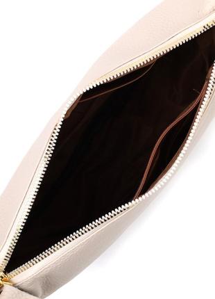 Женская полукруглая сумка с одной плечевой лямкой из натуральной кожи vintage 22371 белая3 фото