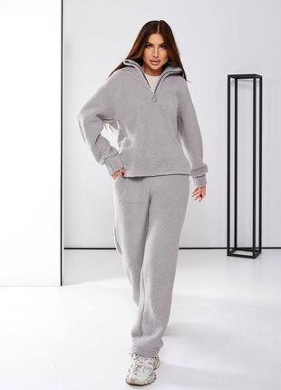 Костюм спортивний прогулянковий букле баранчик тедді овчина теплий светр із замочком