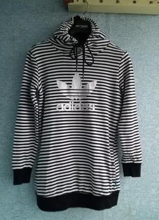 Длинное худи/туника adidas с двойным теплым капюшоном.
 идеальное состояние