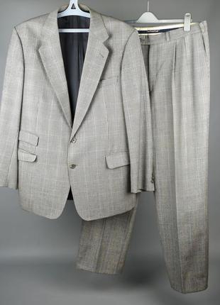 Burberry оригинал мужской шерстяной костюм в клетку размер 54 xxl xl 521 фото
