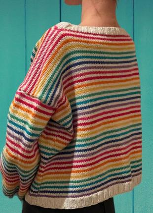Свитер кофта хэндмейд multicolour кроп радуга радуга лгбт rainbow разноцветная lgbt вязаная квадратная оверсайз4 фото