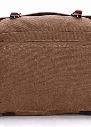 Дорожная сумка текстильная с карманом vintage 20193 коричневая4 фото