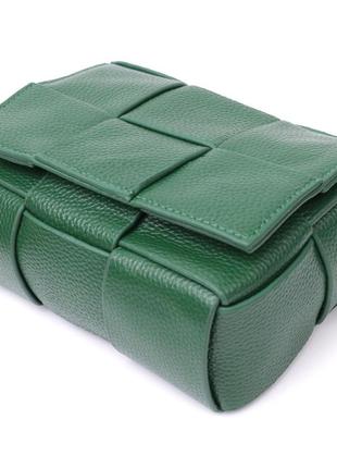Компактная вечерняя сумка для женщин с переплетами из натуральной кожи vintage 22312 зеленая3 фото
