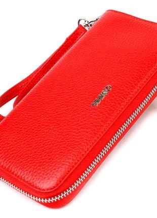 Яскравий гаманець для жінок із натуральної зернистої шкіри canpellini 21615 червоний