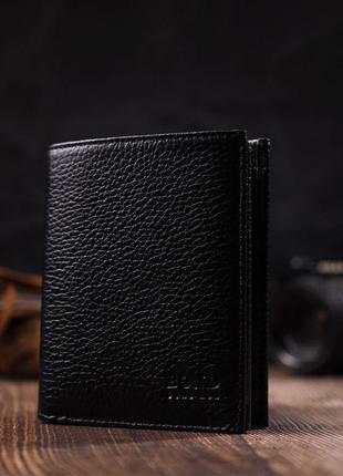 Невеликий чоловічий гаманець із натуральної зернистої шкіри без застібки bond 21988 чорний7 фото