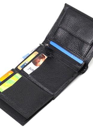 Невеликий чоловічий гаманець із натуральної зернистої шкіри без застібки bond 21988 чорний5 фото