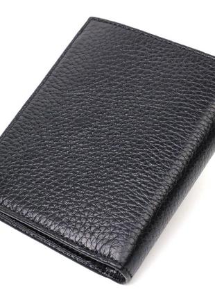 Невеликий чоловічий гаманець із натуральної зернистої шкіри без застібки bond 21988 чорний2 фото