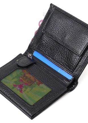 Невеликий чоловічий гаманець із натуральної зернистої шкіри без застібки bond 21988 чорний3 фото
