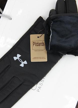 Перчатки мужские сенсорные замш с плащевкой на меху осень-зима размер xl