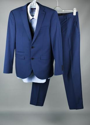 Next класичний приталений чоловічий костюм синій розмір s 36 441 фото