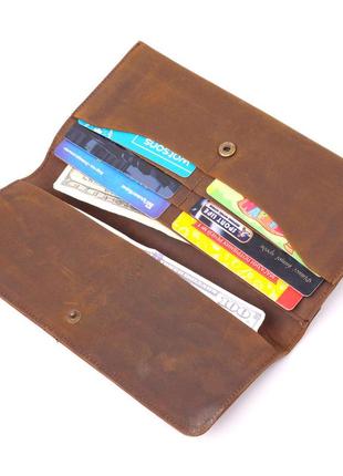 Тонкий мужской бумажник из натуральной винтажной кожи 21296 vintage коричневый4 фото