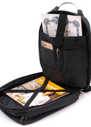 Добротный мужской рюкзак из текстиля vintage 20490 черный5 фото