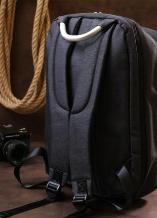 Добротный мужской рюкзак из текстиля vintage 20490 черный10 фото