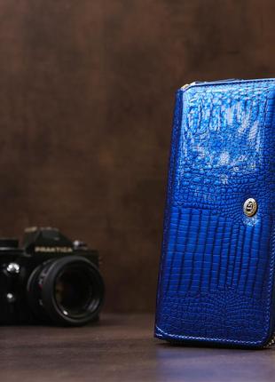 Кошелек женский st leather 18435 (s7001a) лакированный синий6 фото