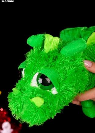 Мягкая игрушка дракончик с крылышками зеленый и синий6 фото