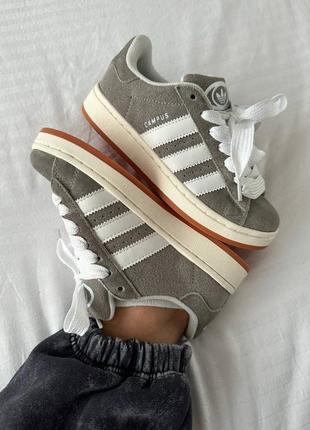 Кроссовки adidas campus «&nbsp;grey / white / gum&nbsp;»