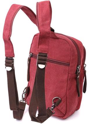 Надежная сумка-рюкзак с двумя отделениями из плотного текстиля vintage 22164 бордовый2 фото