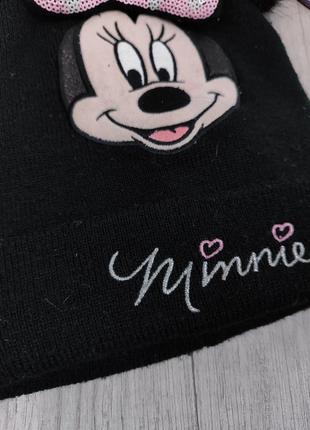 Зимняя шапка для девочки h&m вязаная minnie mouse с бантом с ушками черная размер 4-8 лет4 фото