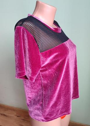 Футболка велюрова бархатна оксамитова з сіткою сеткой блуза блузка3 фото
