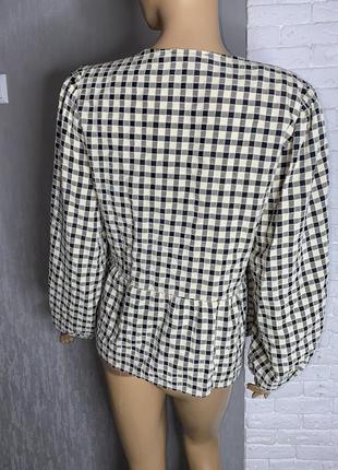 Блуза с объемными рукавами блузка на запах в клетку primark, xxxl 54р2 фото