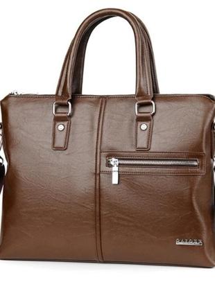 Качественная мужская сумка для документов а4 мужской портфель дипломат деловой эко кожа светло-коричневый2 фото