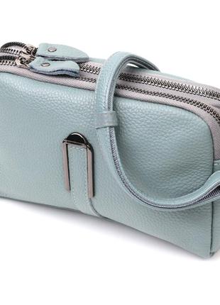 Женская повседневная сумка на два отделения из натуральной кожи vintage 22280 голубая