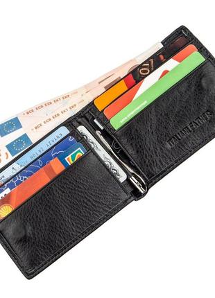 Компактний чоловічий гаманець із затискачем st leather 18837 чорний4 фото