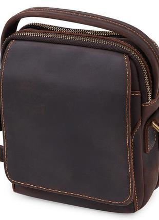 Шкіряна чоловіча вінтажна сумка vintage 20372 коричневий