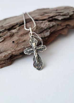 Серебряный крест с распятием черненное серебро 925 пробы  3191ч 2.00г