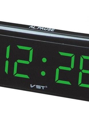 Часы vst vst-730 сетевые 220в led будильник black (1819)