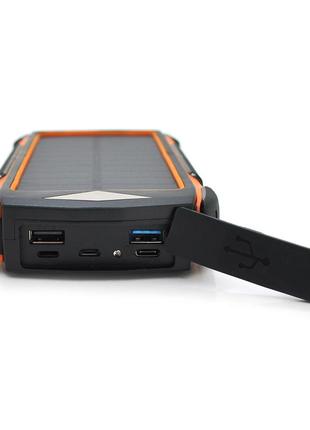 Power bank pd18w 30000mah solar, flashlight, input:5v/2a/3a(type-c, micro usb, lightning),3 фото