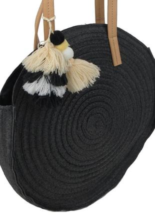 Экологическая соломенная женская плетенная сумка esmara черная3 фото