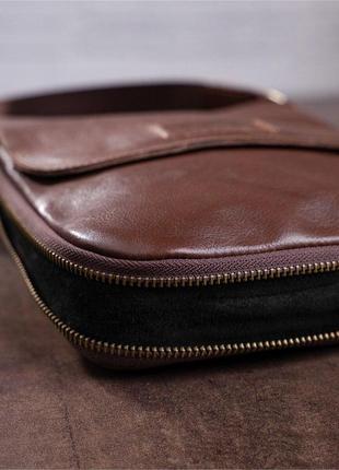 Чоловіча шкіряна сумка-планшетка shvigel 19114 коричнева7 фото