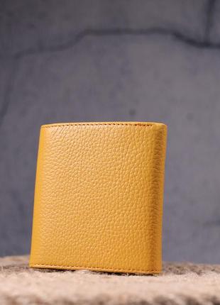 Яркий женский кожаный кошелек с монетницей karya 21376 желтый8 фото