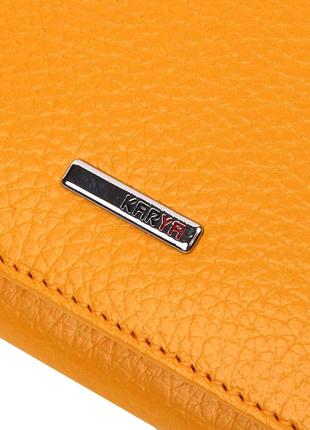 Яркий женский кожаный кошелек с монетницей karya 21376 желтый3 фото