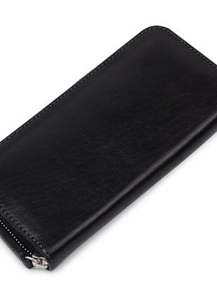 Шкіряний жіночий гаманець на блискавці grande pelle 11562 чорний2 фото