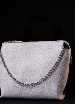 Вместительная женская сумка из натуральной кожи grande pelle 11654 белая7 фото