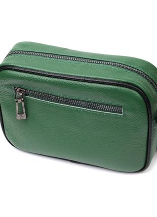 Интересная кожаная сумка с переплетами для стильных женщин vintage 22410 зеленая2 фото