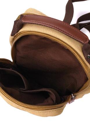 Интересная мужская сумка через плечо из плотного текстиля vintage 22194 песочный5 фото