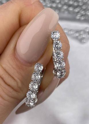 Серьги серебряные с фианитами