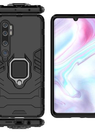 Чехол ring case для xiaomi mi note 10 / mi note 10 pro (mi cc9 pro) бронированный бампер с кольцом черный 3
